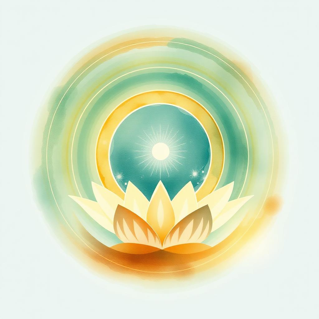 A calm, clear mind illustrated as a glowing lotus with concentric circles